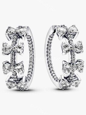 Pandora Sparkling Bow Row Hoop Earrings